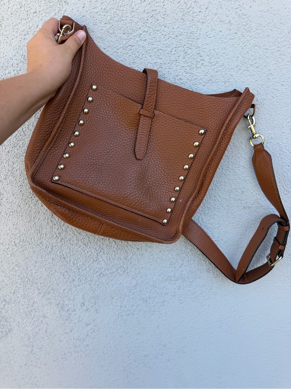 Rebecca minkoff Women's Brown Studded Leather Crossbody Bag